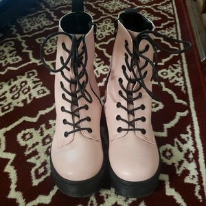 Pink combat boots